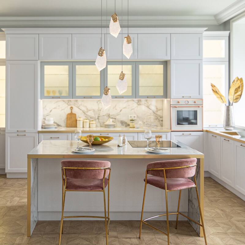 Modern LED 5-Light Cluster Chandeliers Pendant Lighting for Kitchen Island - Gold