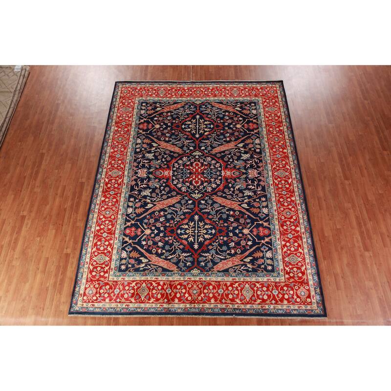 Vegetable Dye Blue Ziegler Oriental Area Rug Handmade Wool Carpet - 9'2"x 12'0"