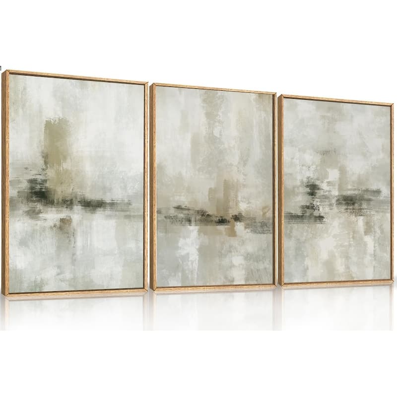 Neutral Abstract Wall Decor, Modern Beige Gray Wall Painting - 16 x 24