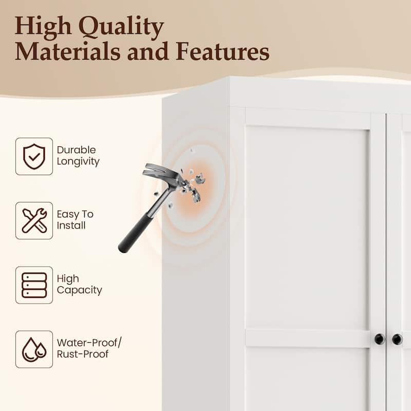 Pocassy 71" H Wardrobe Closet with Drawers with Doors and Storage