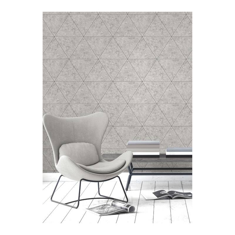 Fine Decor Benson Grey Marble Triangle Wallpaper - 20.5 x 396 x 0.025