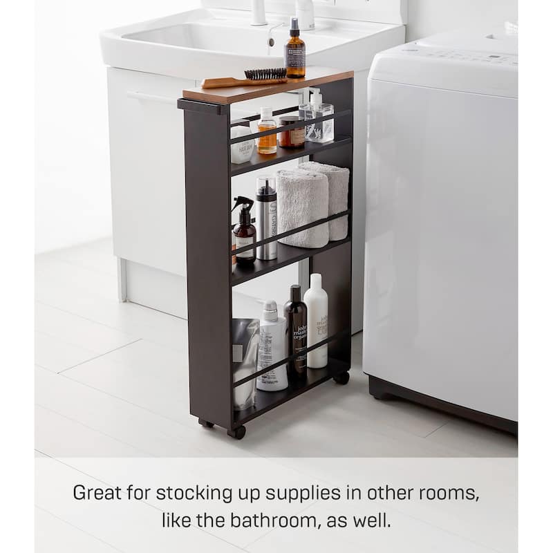 Yamazaki Home Slim Storage Cart, Steel, Holds 26.4 lbs, Minimal Assembly - L 18.7 x W 5.12 x H 31.69 inches