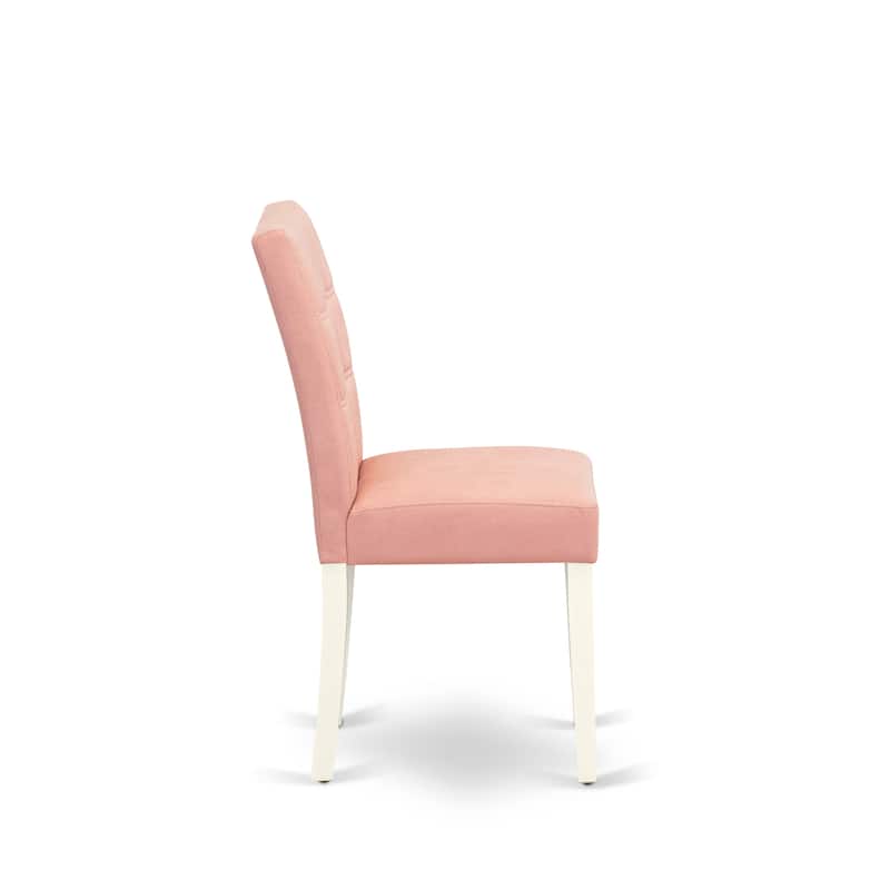 East West Furniture Dining Table Set Contains a Round Dining Table and Chairs, Linen White (Pieces Options)