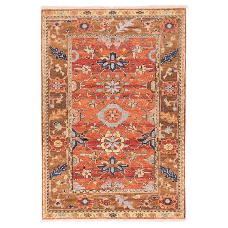 ECARPETGALLERY Hand-knotted Jules Sultane Dark Copper Wool Rug - 4'2 x 5'11