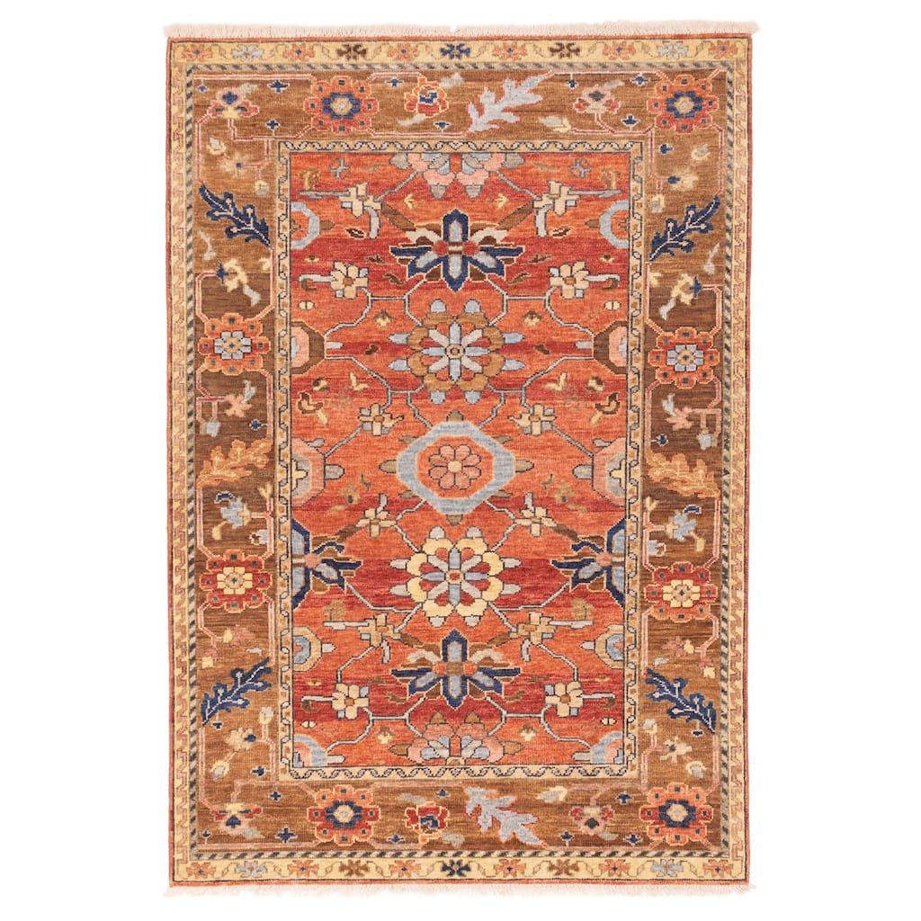 ECARPETGALLERY Hand-knotted Jules Sultane Dark Copper Wool Rug - 4'2 x 5'11