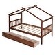preview thumbnail 9 of 21, Twin Size Wooden House-Shaped Bed with Built-In Drawers for Creative and Organized Kids' Bedrooms