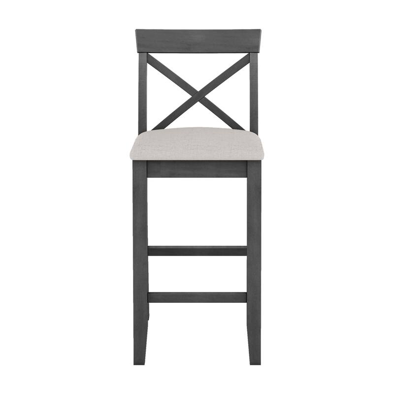 3-Piece Breakfast Nook, Wood Bar Height Dining Table Set, Kitchen Table Set with Bar Table and Cushioned Stools