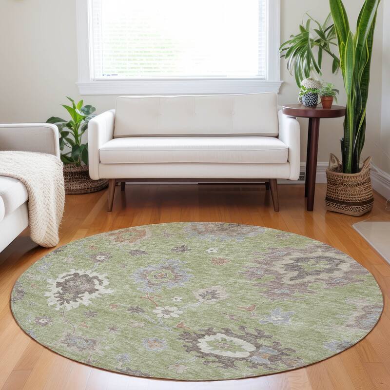 Premium Washable Super Soft Traditional Farmhouse Mayfield Rug - Aloe - 8' x 8'
