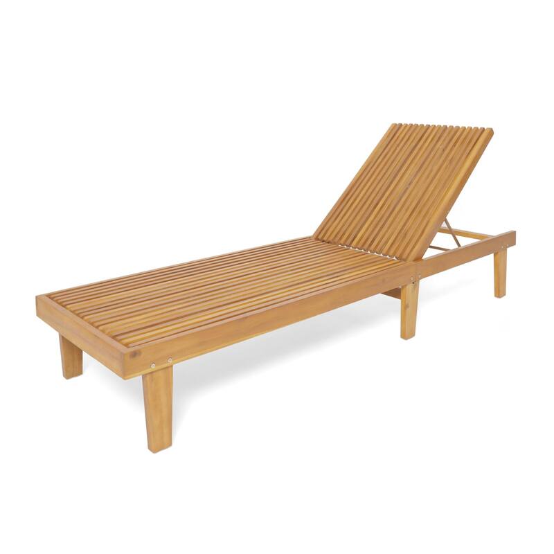 Outdoor Solid Wood Frame Slat Recliner - Teak