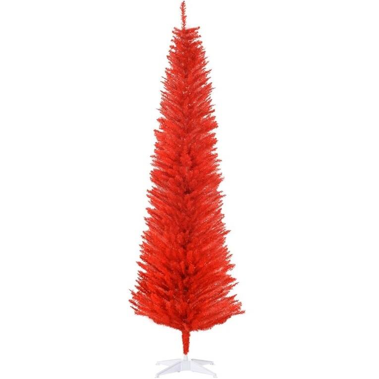 7 Foot Red Pencil Christmas Tree ,with 499 Realistic Branch Tips and Plastic Stand