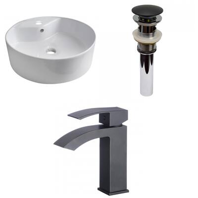 American Imaginations 18.25-in. W Above Counter White Vessel Set For 1 Hole Center Faucet