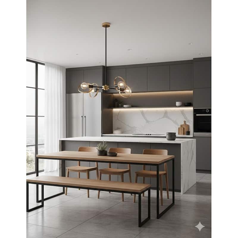 Industrial 4 Light Black Metal Ceiling Fixture with Adjustable Arms