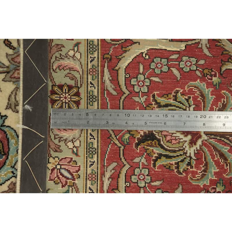Hand Knotted Oriental 100% Wool Carpet Traditional Floral Beige & Ivories Tabriz Area Rug - 11' 9'' X 8' 2''