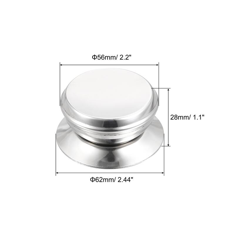 Universal Pot Lid Knob, Stainless Steel Replacement Knob 62x56x28mm, 4pcs - Silver Tone - Silver Tone