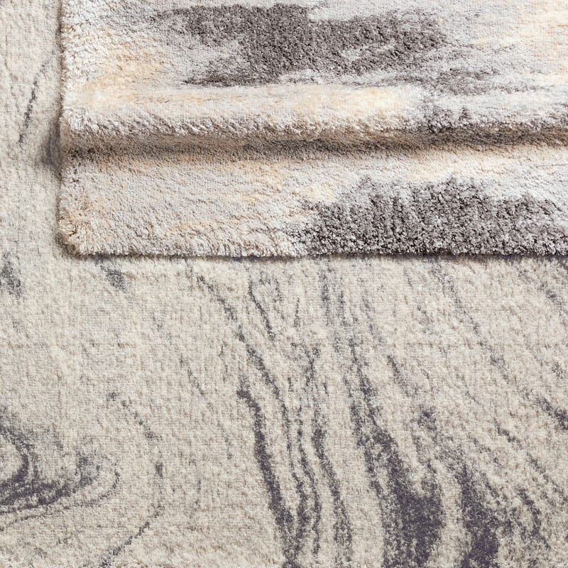 Ostland Abstract Gray/ Cream Area Rug