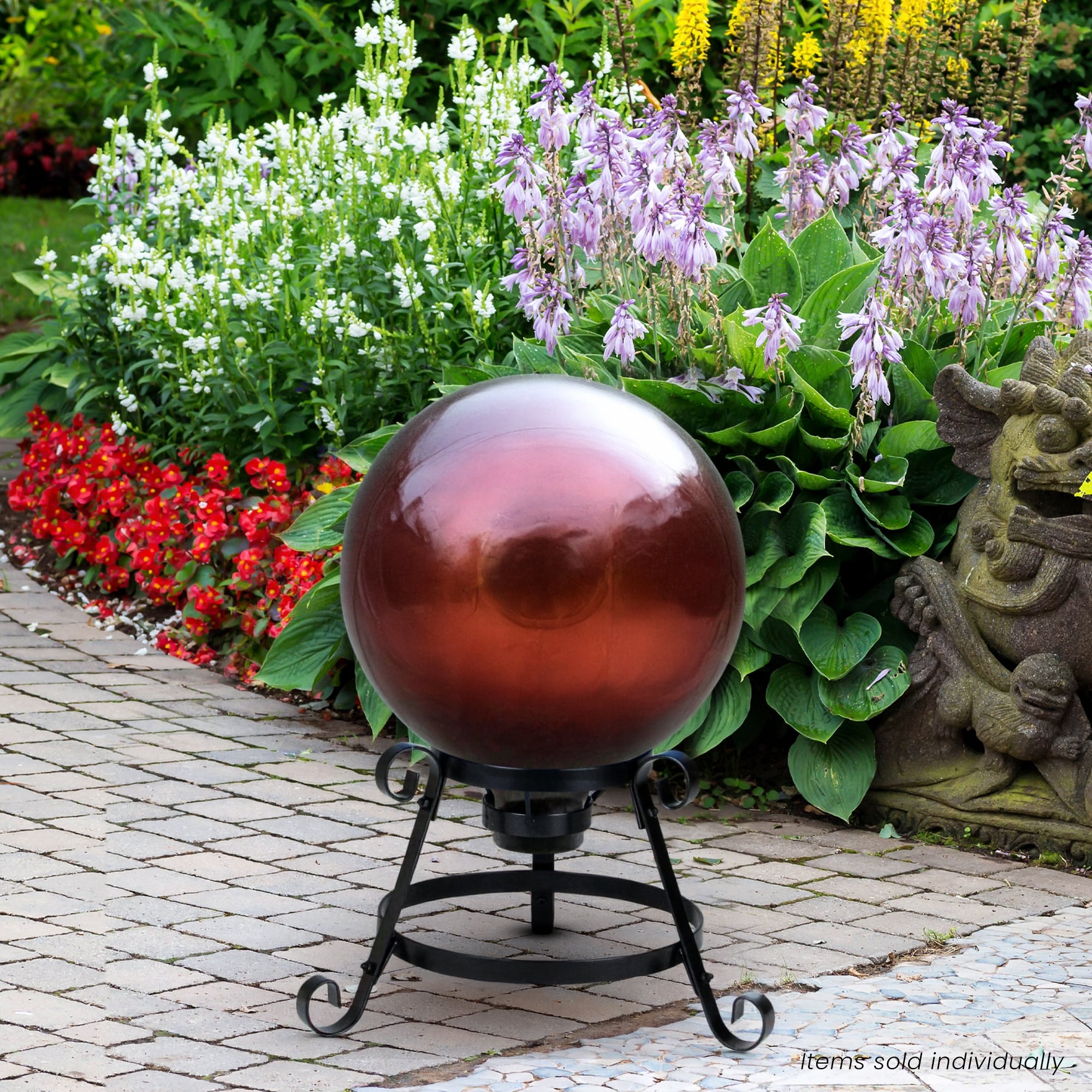 10" Berry Red Shiny Outdoor Patio Garden Gazing Ball