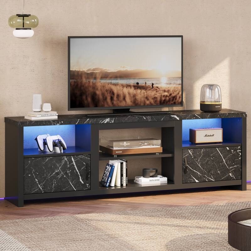 70" TV Stand Modern Entertaintment Center TV Console for 75" TVs with LED Lights - 71 inches
