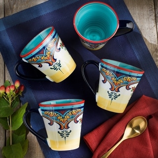 Euro Ceramica Zanzibar Collection - Piatto da portata grande, motivo floreale spagnolo