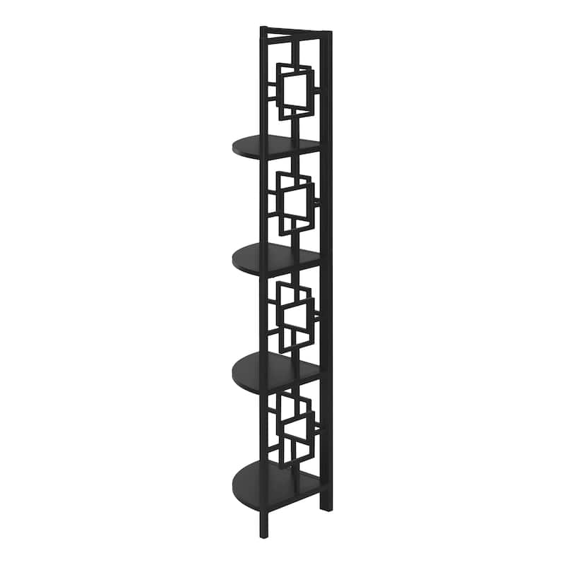 Bookshelf, Bookcase, Etagere, Corner, 4 Tier, 62"h, Office, Bedroom, Laminate, Metal, Contemporary, Modern