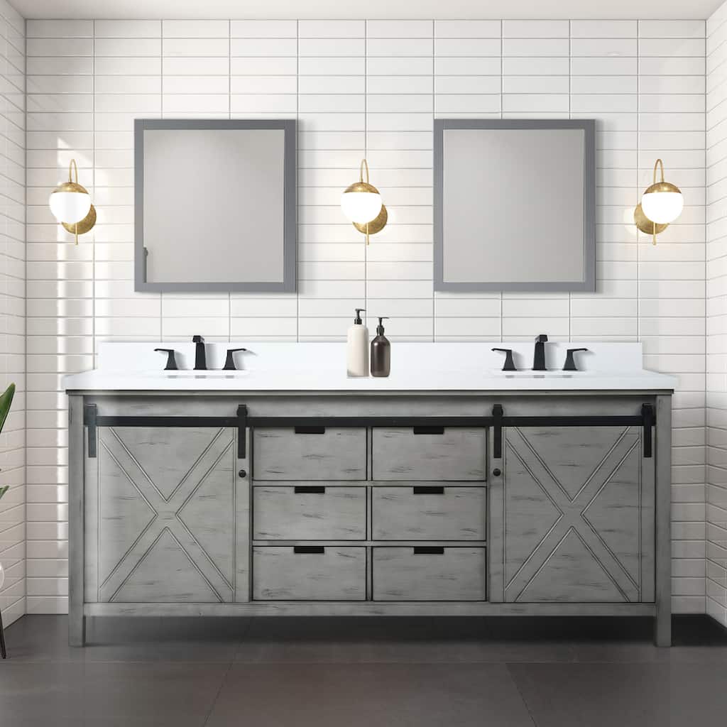 Marsyas 80 in W x 22 in D Brown Double Bath Vanity and Cultured Marble Countertop