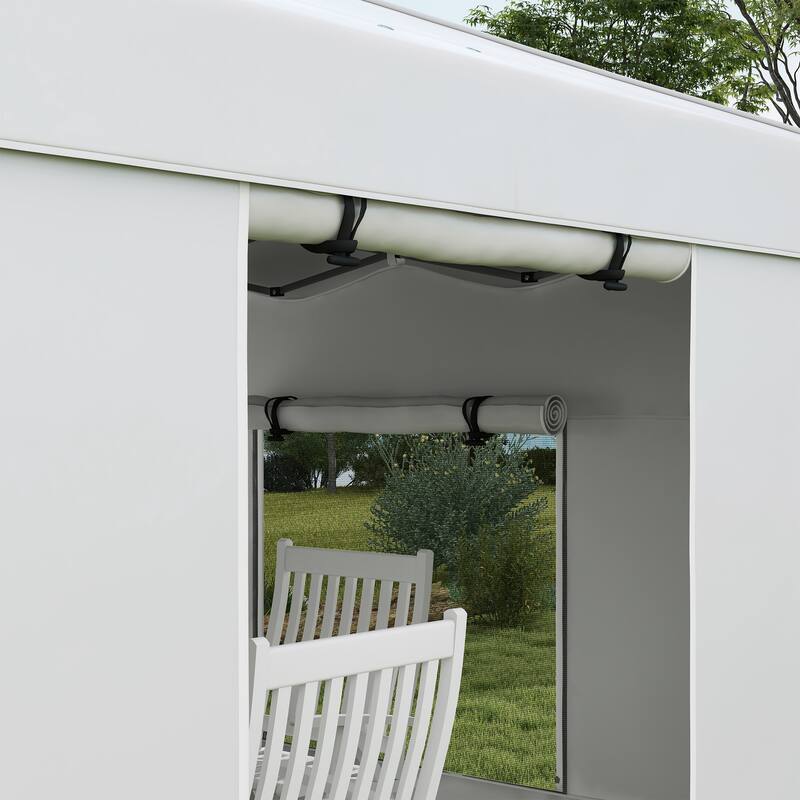 Outsunny 9.7' x 9.7' Pop Up Canopy with Sidewalls, Portable Canopy Tent with 2 Mesh Windows, Reflective Strips