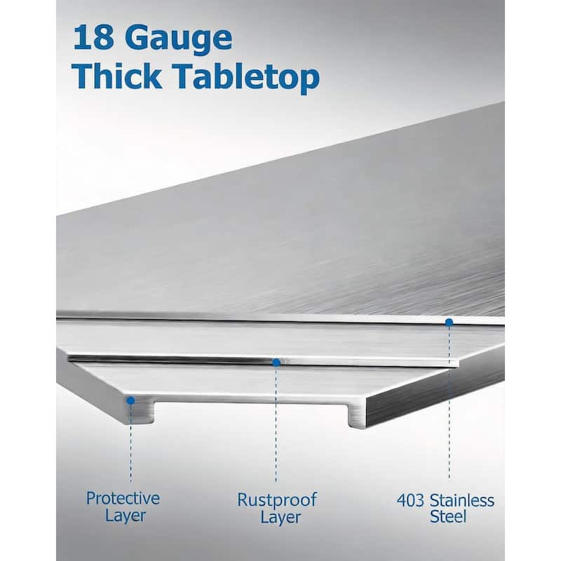 Heavy Duty Stainless Steel Work Table, with Wheels and Adjustable Bottom Shelf