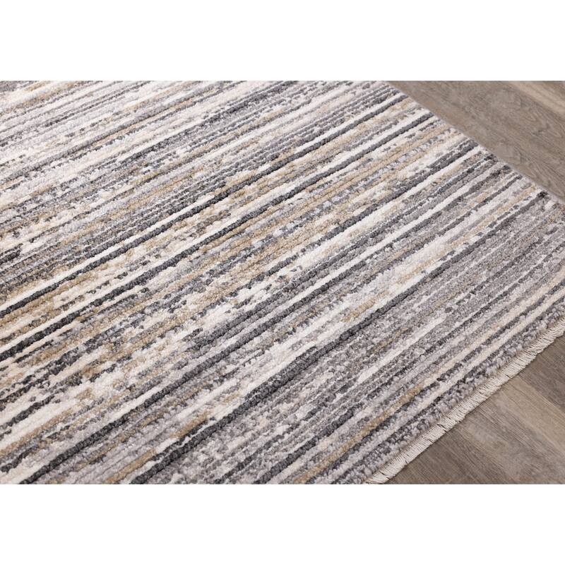 Cali Collection - Grey/Beige/White Banded Rug