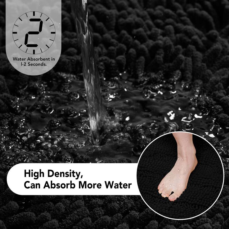 Deconovo Non Slip Chenille Striped Bath Mat Soft Durable