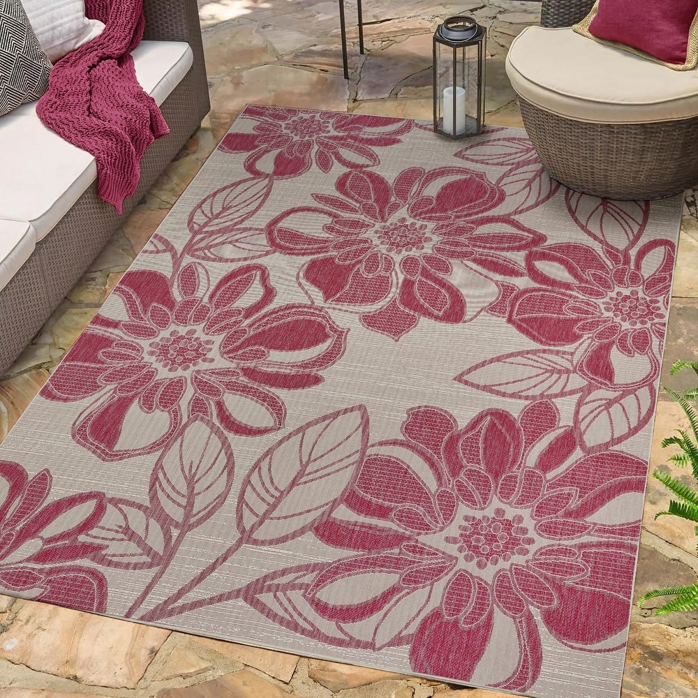 Gertmenian Tropea Woodbury Bold Floral Casual Easy Care Flatweave Indoor/ Outdoor Area Rug