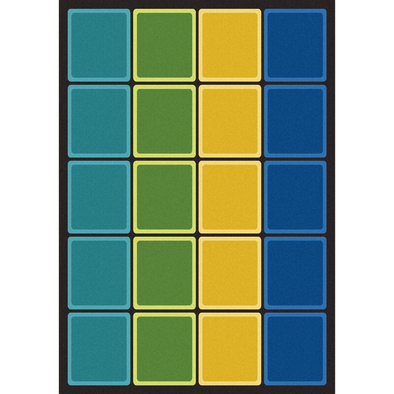Blocks Abound Earthtone Educational Nylon Area Rug - 5x8 - Multi