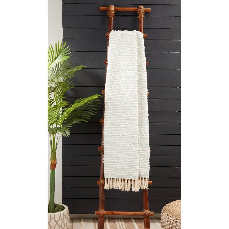 Throw Blanket With Stripes and Diamond Design