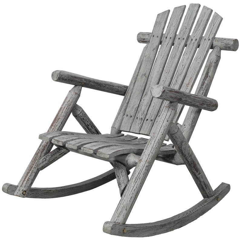 Solid Wood Porch Rocking Chair – Durable Fir Construction, Classic Outdoor Rocker for Patio or Garden‌