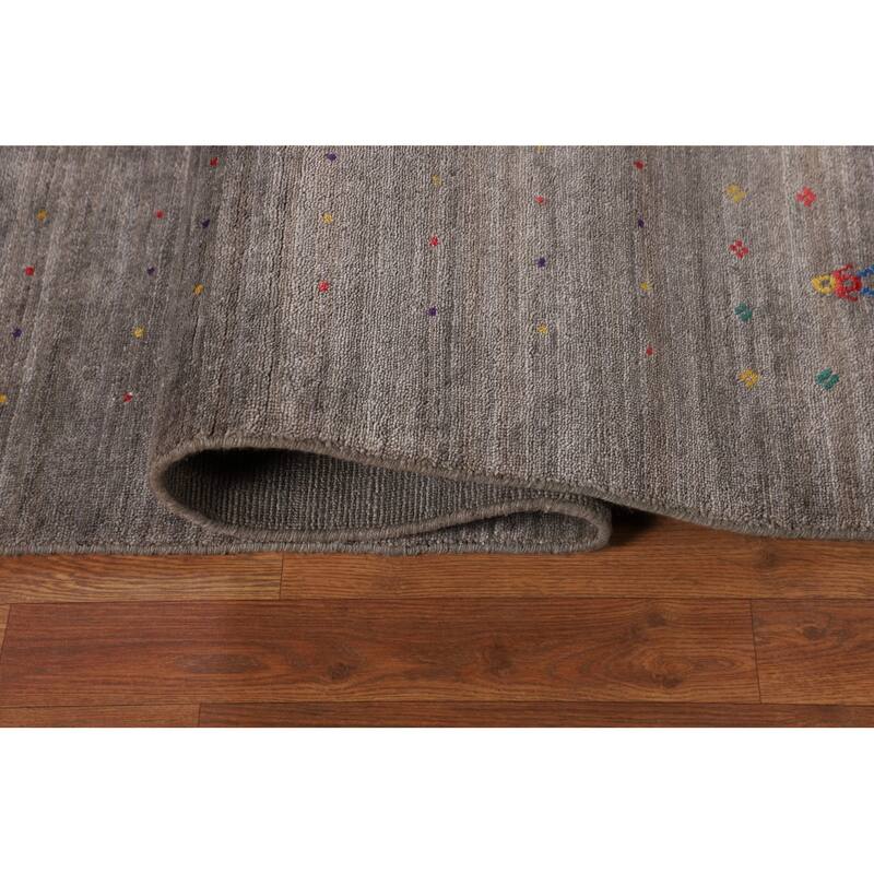 Earth Tone Gabbeh Indian Square Area Rug Handmade Wool Carpet - 10'0" X 9'9"