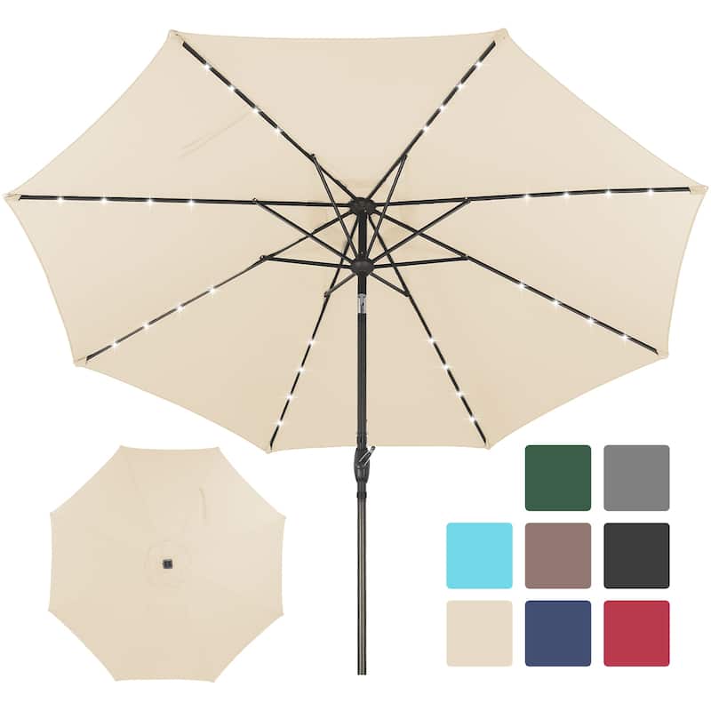 Autlaycil 10FT Solar Power LED Lights Patio Umbrella