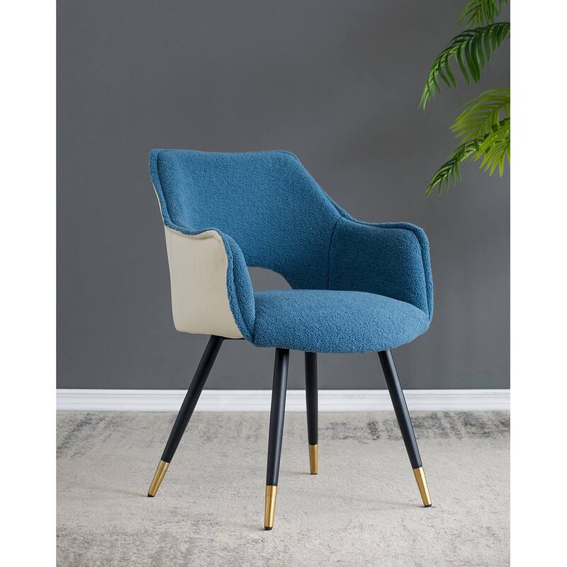 Blue Modern 23.2" Upholstered Accent Chair with Iron Legs for Living Room (Set of 2)