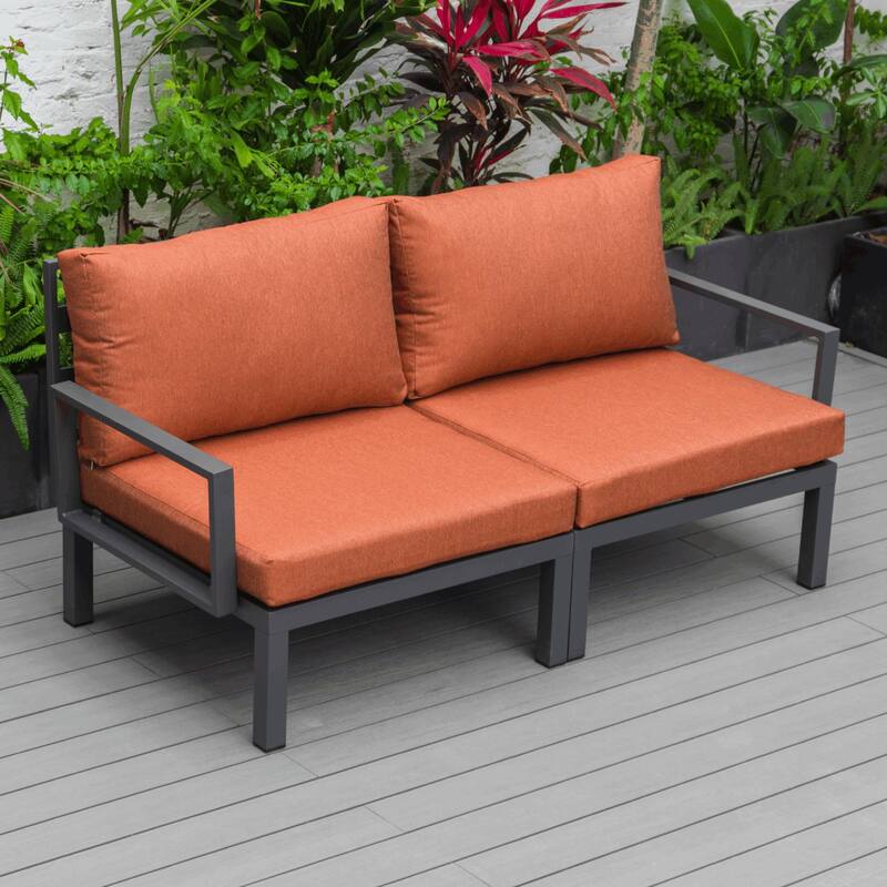 LeisureMod Hamilton Modern 2-Piece Accent Arm Chair with Removable Cushion, 2-Seater Sofa for Home Outdoor Patio Porch Garden
