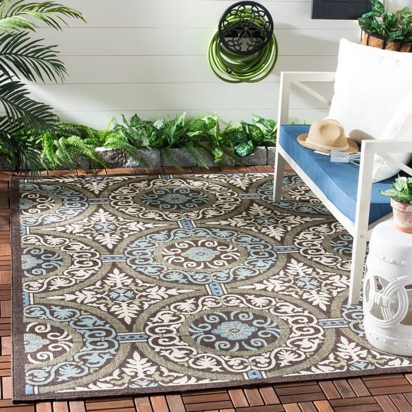 slide 2 of 37, SAFAVIEH Veranda Rexhie Indoor/ Outdoor Waterproof Patio Backyard Rug 2'7" x 5' - Chocolate/Cream