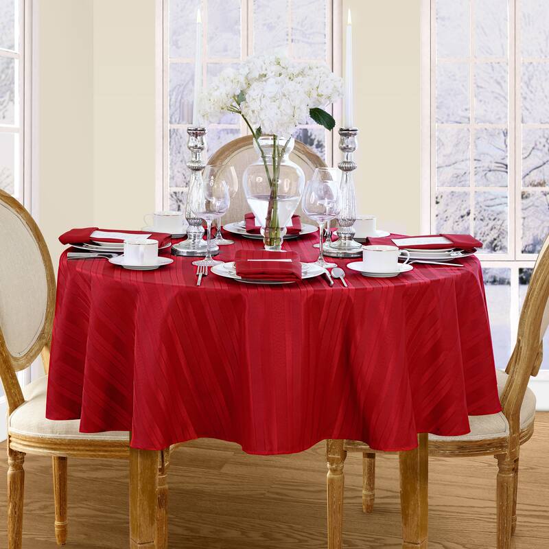 Denley Stripe Jacquard Fabric Tablecloth - 60"x84" Oval - Red