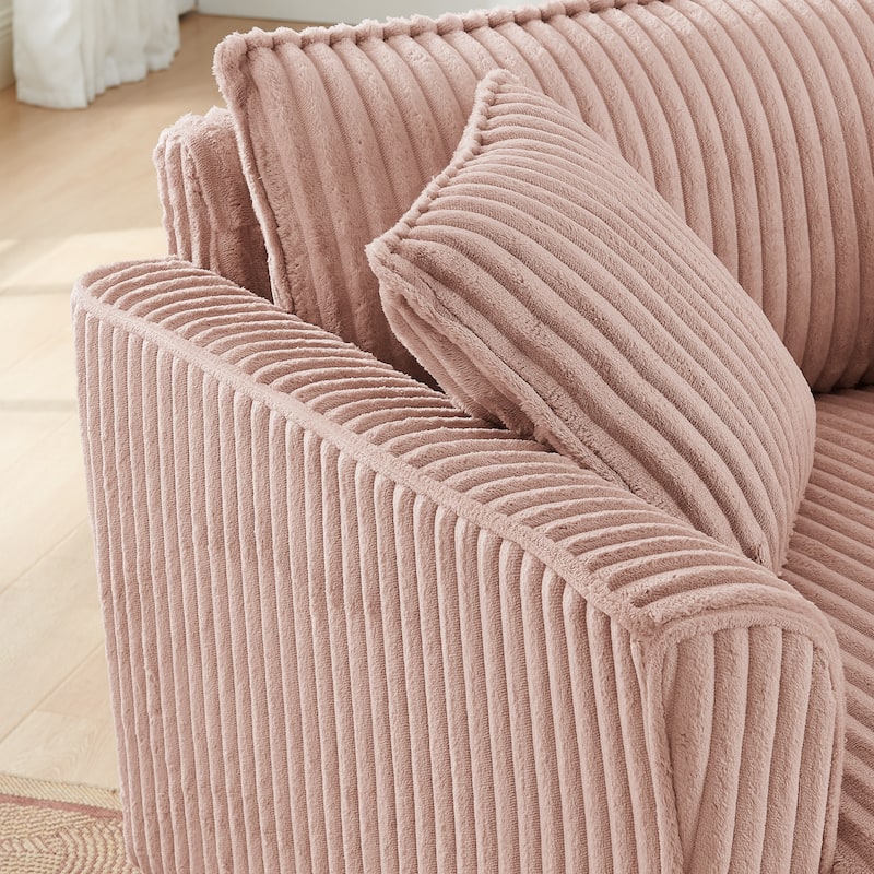 Roomfitters Corduroy Accent Chair with Pillow, Oversized Single Sofa Chair with Armrests and Soft Cushion, Modern Lounge Chair