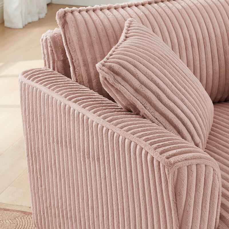 Tufted Corduroy Lazy Sofa Chair with Backrest and Armrests Single Person Lounge Chair for Living Room or Bedroom Accent Chairs