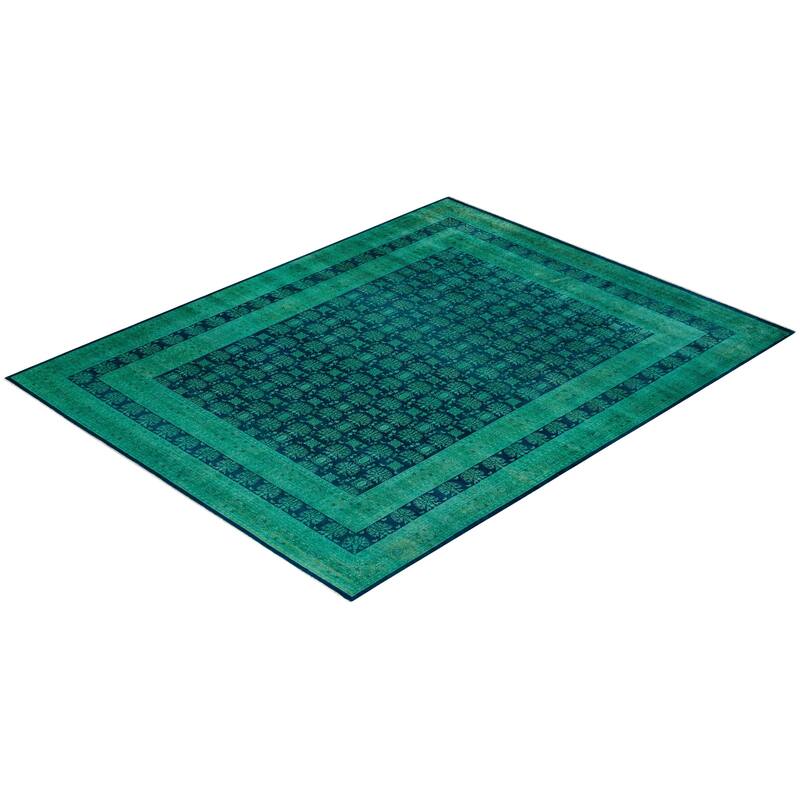 Fine Vibrance, One-of-a-Kind Hand-Knotted Area Rug - Green, 9' 2" x 11' 9" - 9' 2" x 11' 9"