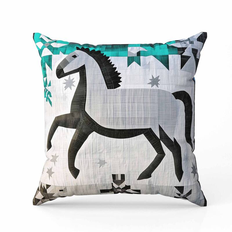 Starry Night Rider Indoor/Outdoor Reversible Throw Pillow Green and Gray