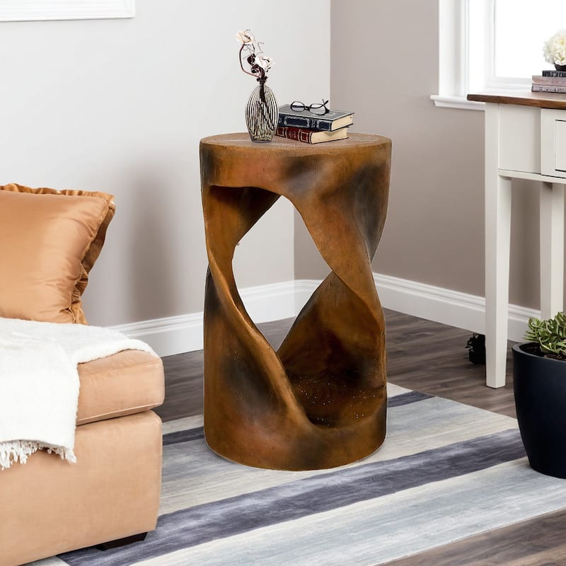 Twist Shape Concrete Side Table,Unique Modern End Table for Home Decor