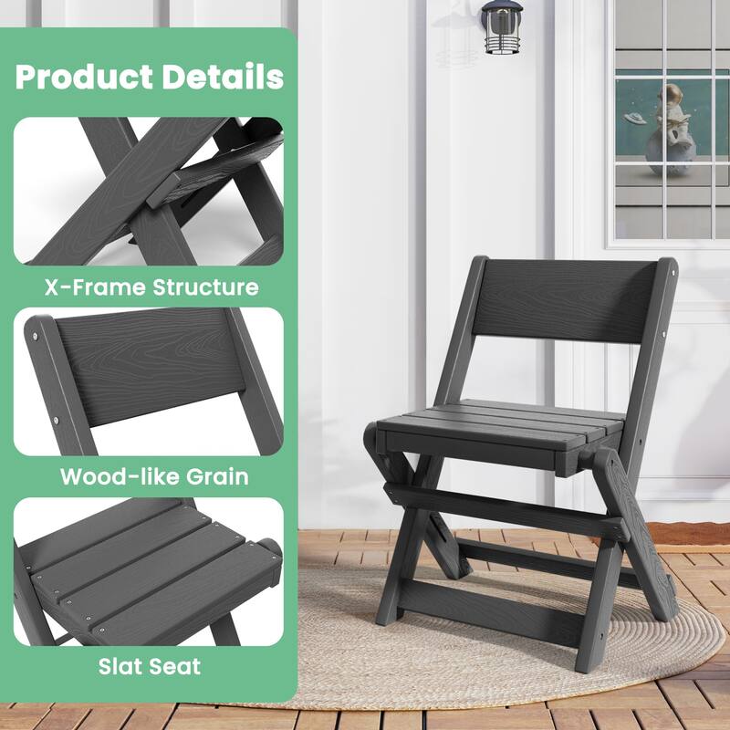 3-Piece Outdoor HDPE Bistro Set, Waterproof, Weather-Resistant & Foldable