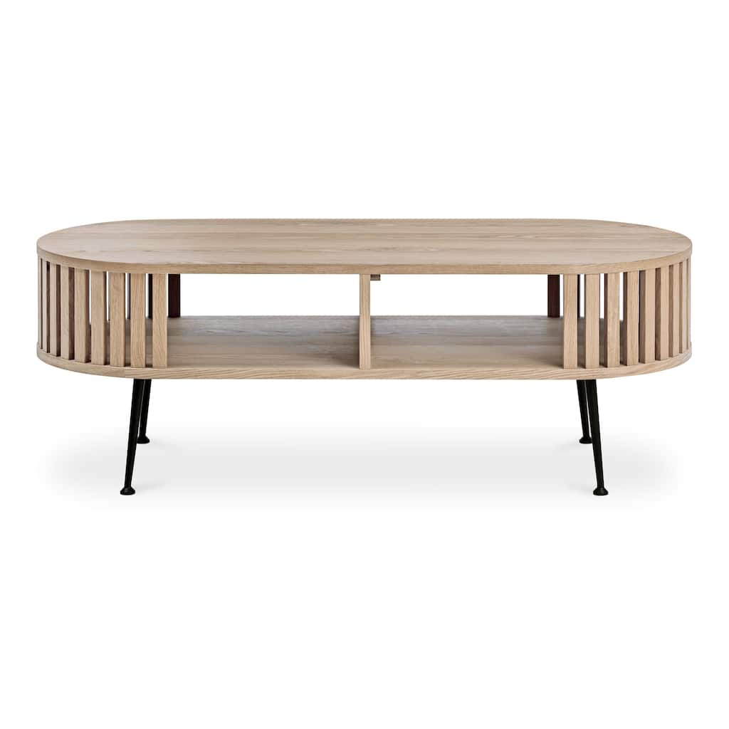 NADAAL STUDIOS Jules, Coffee Table Oval Solid Oak with Steel Legs, Natural