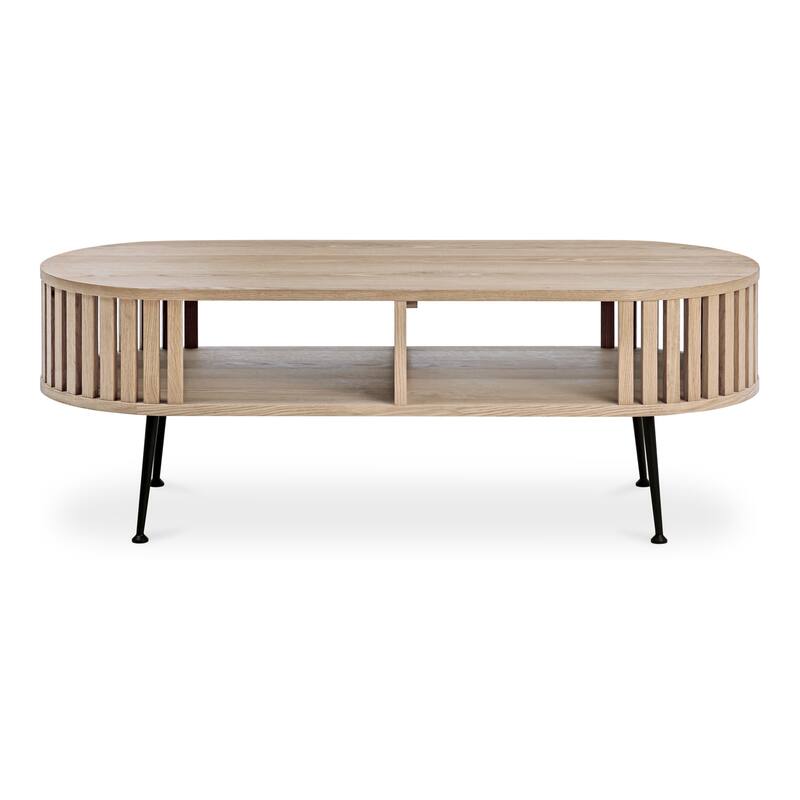 NADAAL STUDIOS Jules, Coffee Table Oval Solid Oak with Steel Legs, Natural - Wood - Natural