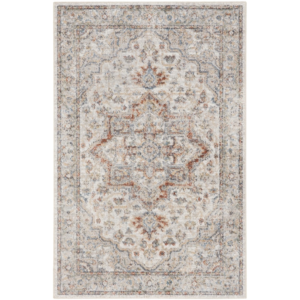Nourison Abby Machine Washable Indoor only Persian Floral Area Rug.