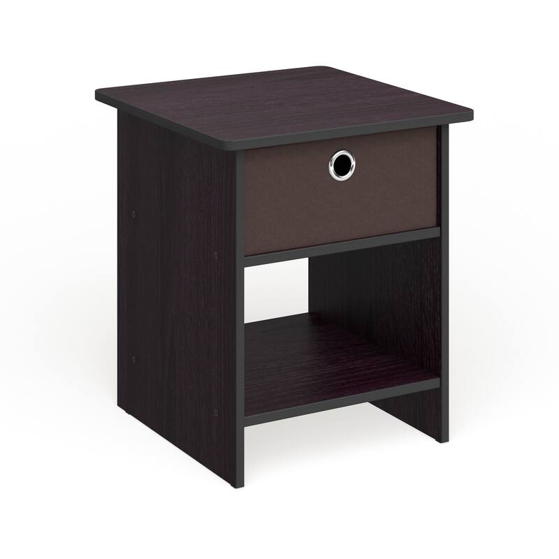 Porch & Den Cooper Square End Table/ Nightstand with Bin Drawer - 2 tables - Dark Walnut