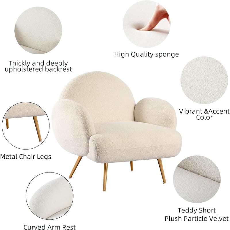 XINMICS Modern Accent Chair Upholstered Armchair for Living Room, Bedroom
