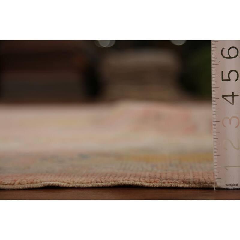 Hand Knotted Oriental 100% Wool Carpet Transitional All-Over Coral Oushak Area Rug - 12' 2'' X 9' 0''